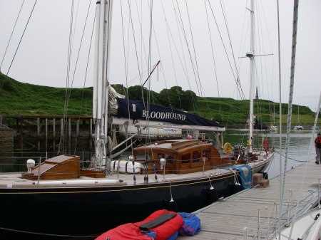 Oban Marina, Kerrera, alongside Bloodhound, once owned by Prince Philip.